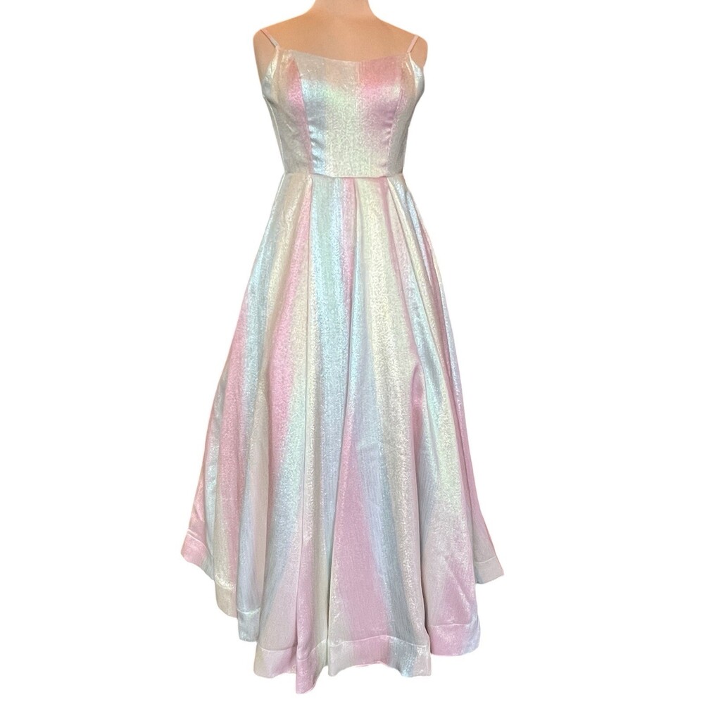 Ieena for Mac Duggal Iridescent Pastel Gown Size 4 Pageant Prom Dress HOCO